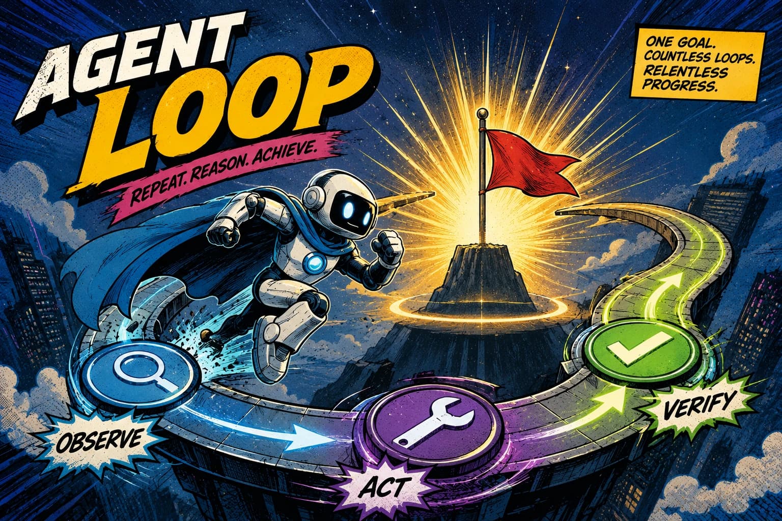 A Claude coding agent loop fixing a failing test suite: run tests, read failures, edit, repeat